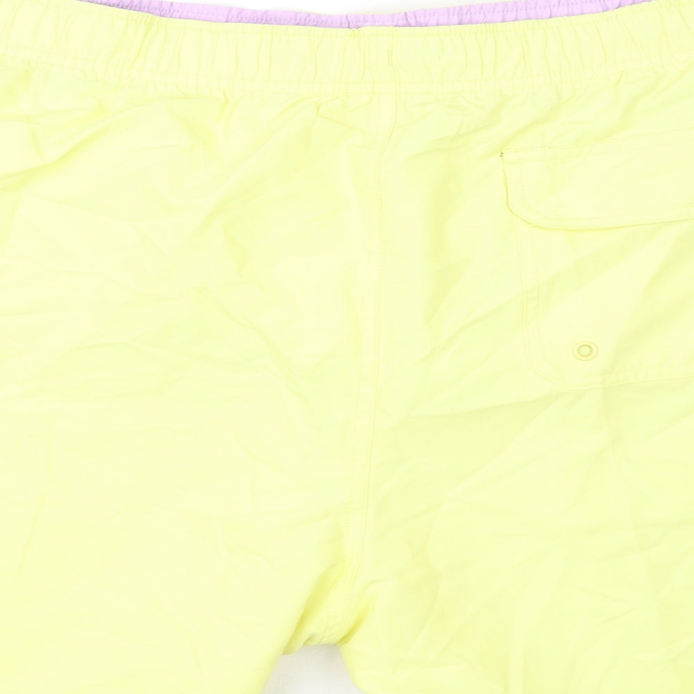 Marks and Spencer Mens Yellow Polyester Bermuda Shorts Size 3XL L6 in Regular Drawstring - Swim Shorts