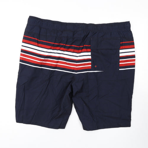 Marks and Spencer Mens Black Striped Polyester Bermuda Shorts Size 2XL L6 in Regular Drawstring - Swim Shorts
