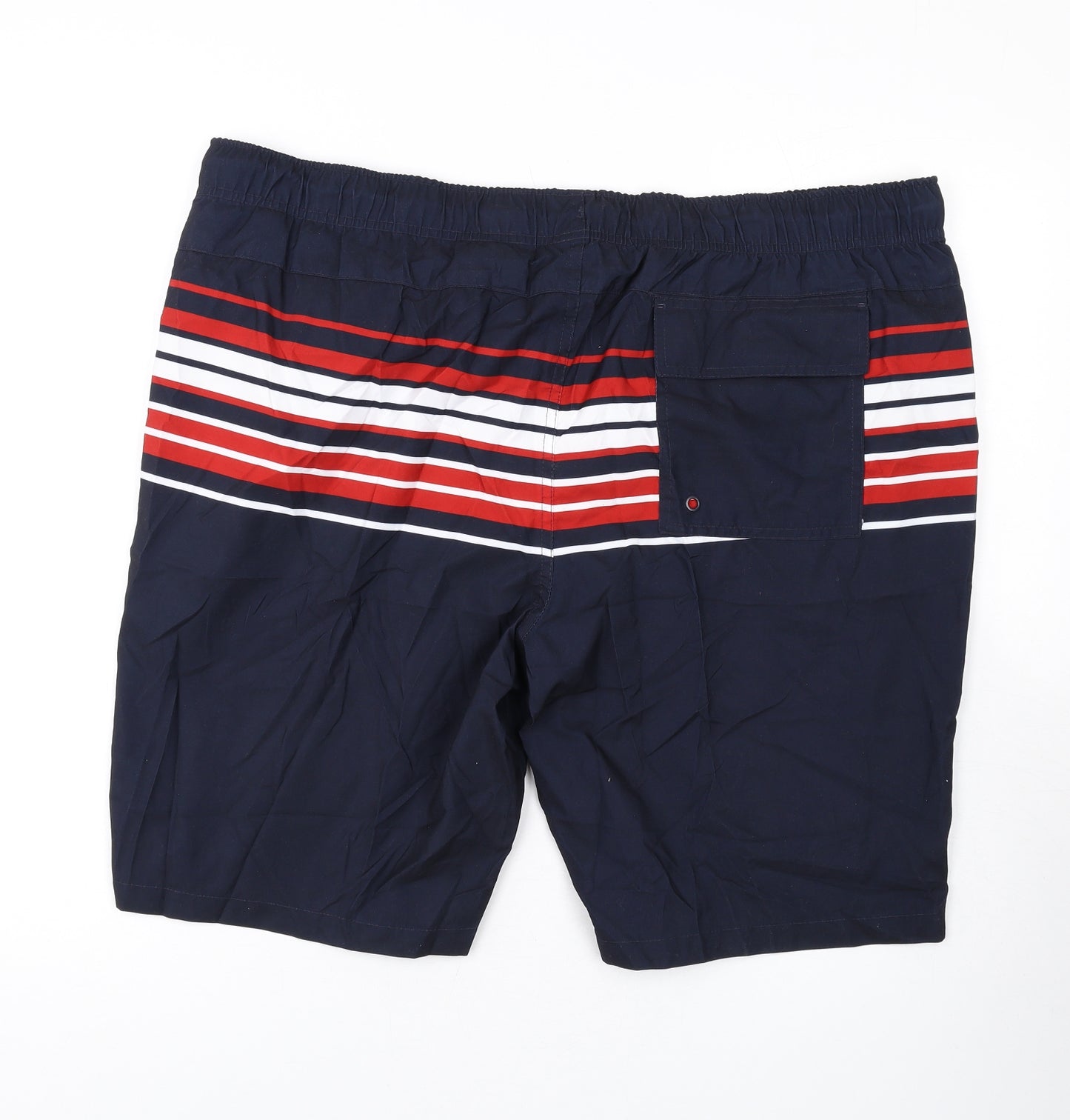 Marks and Spencer Mens Black Striped Polyester Bermuda Shorts Size 2XL L6 in Regular Drawstring - Swim Shorts