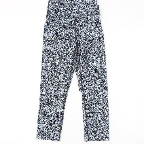 Good Move Womens Blue Animal Print Polyester Pedal Pusher Leggings Size 6 L19 in Regular Pullover - Leopard Print