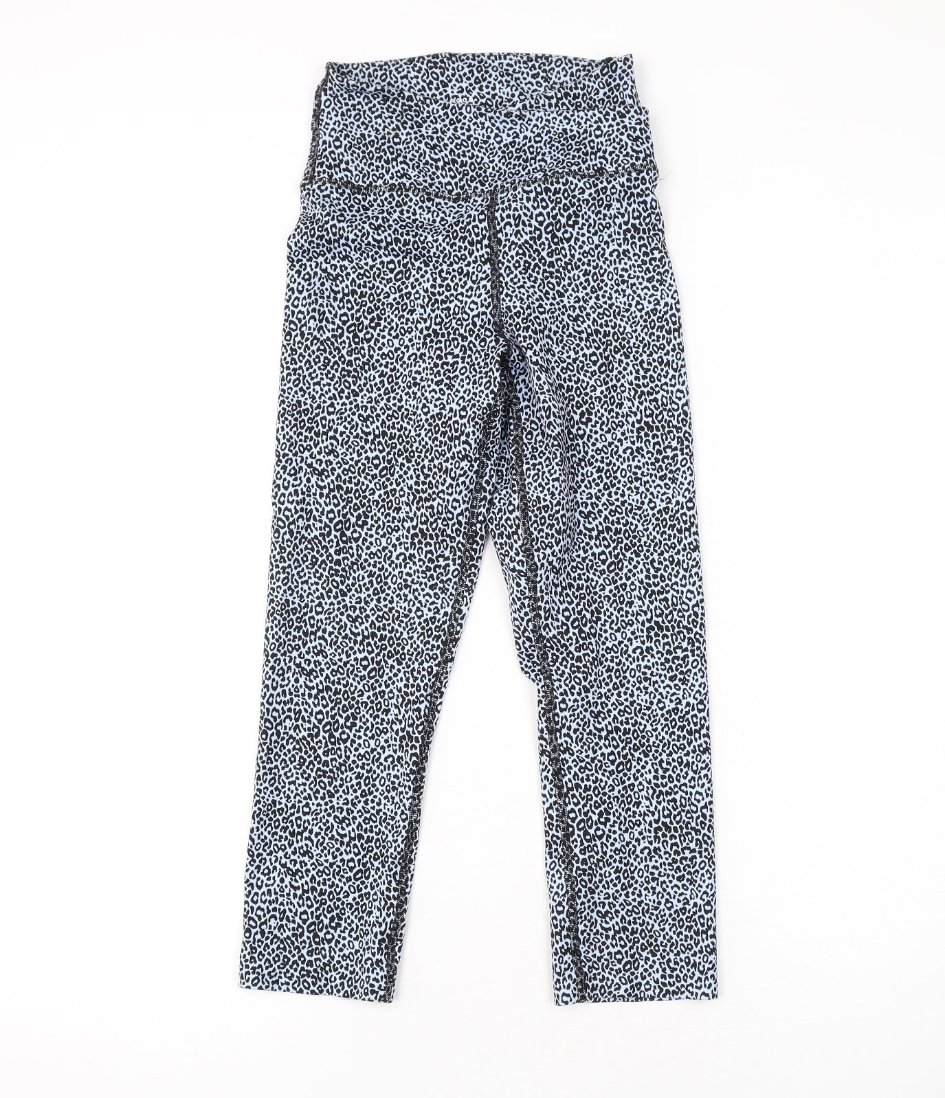 Good Move Womens Blue Animal Print Polyester Pedal Pusher Leggings Size 6 L19 in Regular Pullover - Leopard Print