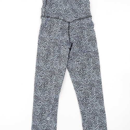 Good Move Womens Blue Animal Print Polyester Pedal Pusher Leggings Size 6 L19 in Regular Pullover - Leopard Print