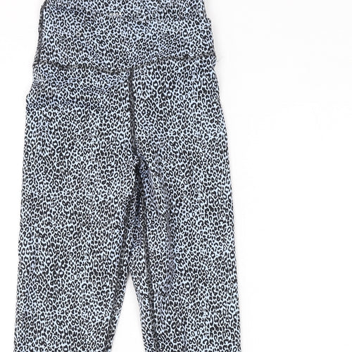 Good Move Womens Blue Animal Print Polyester Pedal Pusher Leggings Size 6 L19 in Regular Pullover - Leopard Print