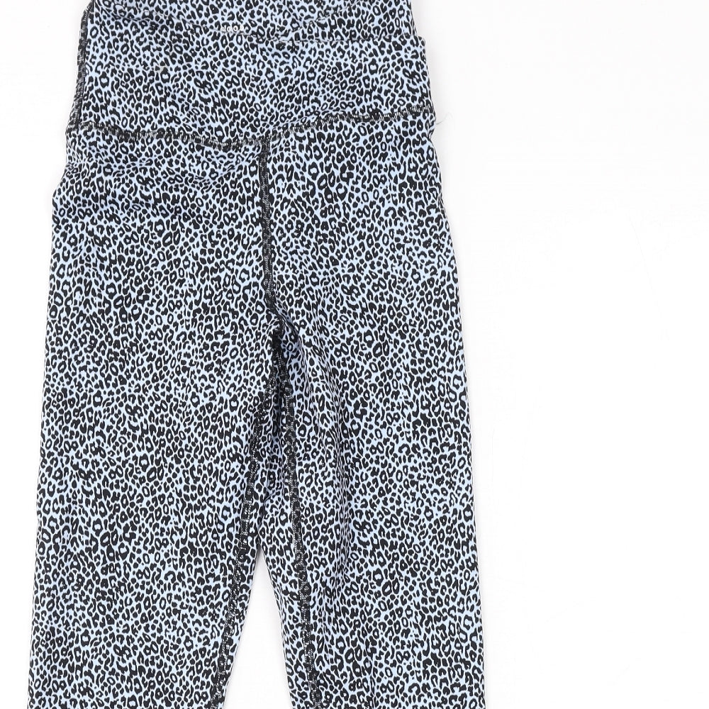 Good Move Womens Blue Animal Print Polyester Pedal Pusher Leggings Size 6 L19 in Regular Pullover - Leopard Print
