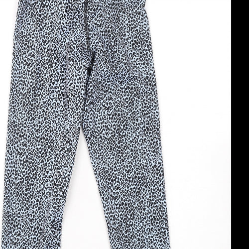 Good Move Womens Blue Animal Print Polyester Pedal Pusher Leggings Size 6 L19 in Regular Pullover - Leopard Print