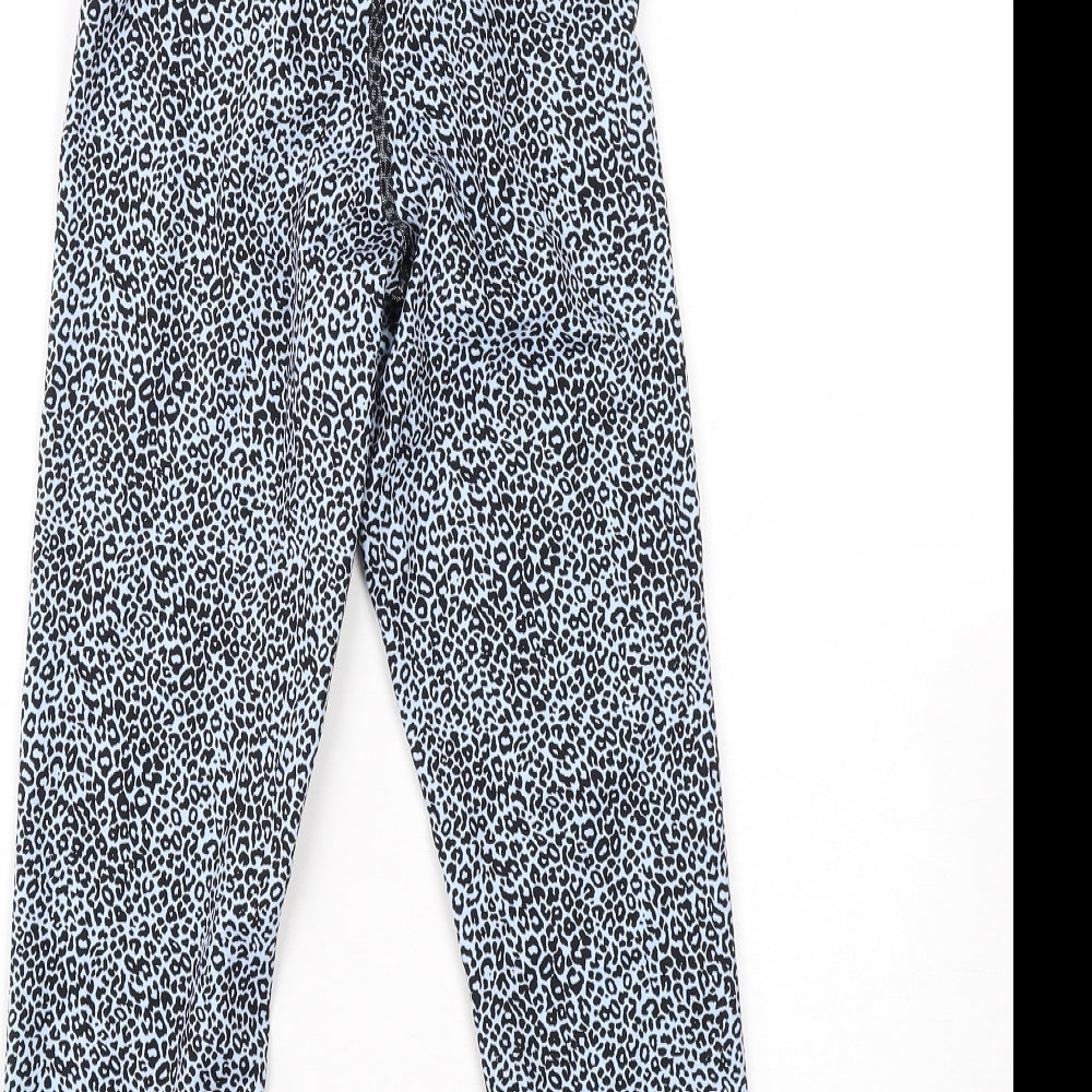 Good Move Womens Blue Animal Print Polyester Pedal Pusher Leggings Size 6 L19 in Regular Pullover - Leopard Print