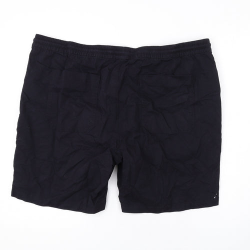 Marks and Spencer Mens Black Cotton Chino Shorts Size 2XL L7 in Regular Zip