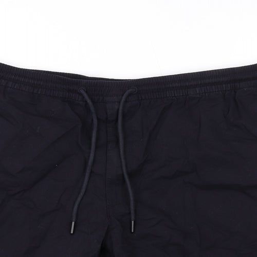 Marks and Spencer Mens Black Cotton Chino Shorts Size 2XL L7 in Regular Zip