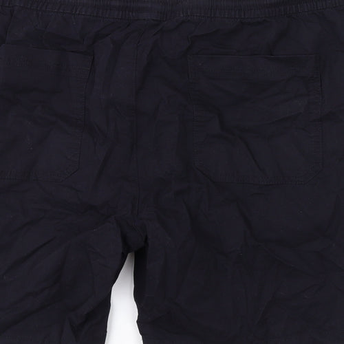 Marks and Spencer Mens Black Cotton Chino Shorts Size 2XL L7 in Regular Zip