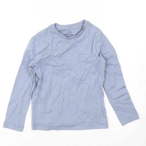 Marks and Spencer Boys Blue Cotton Basic Casual Size 3-4 Years Round Neck Pullover