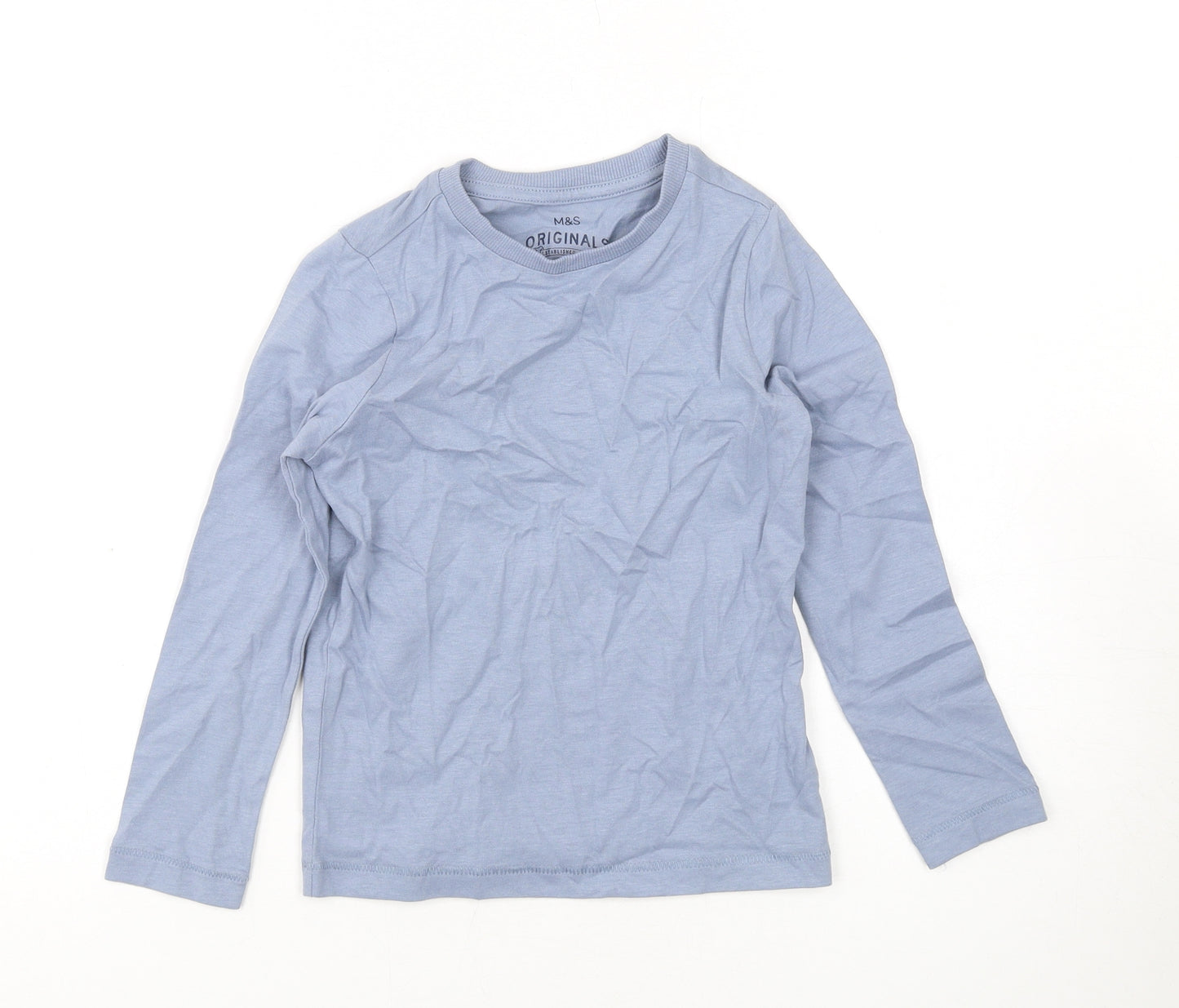 Marks and Spencer Boys Blue Cotton Basic Casual Size 3-4 Years Round Neck Pullover