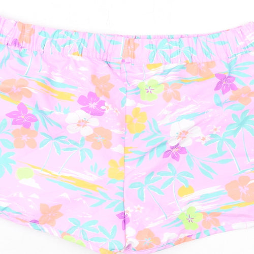 Marks and Spencer Girls Purple Polyester Bermuda Shorts Size 11-12 Years Regular Drawstring