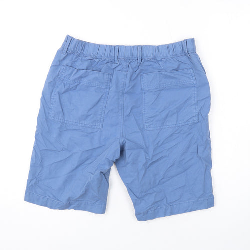 Marks and Spencer Mens Blue Cotton Chino Shorts Size 32 in L9 in Regular Zip
