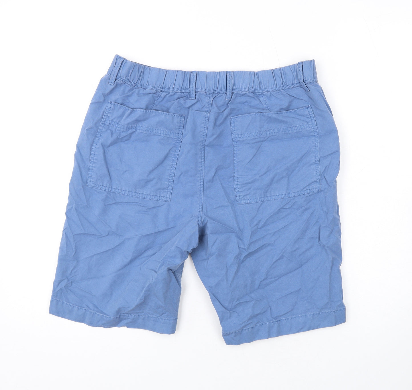 Marks and Spencer Mens Blue Cotton Chino Shorts Size 32 in L9 in Regular Zip