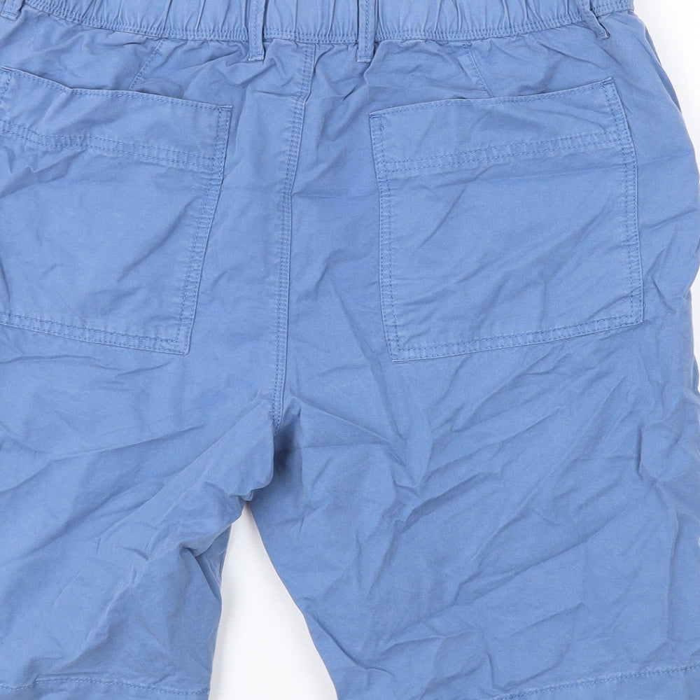 Marks and Spencer Mens Blue Cotton Chino Shorts Size 32 in L9 in Regular Zip