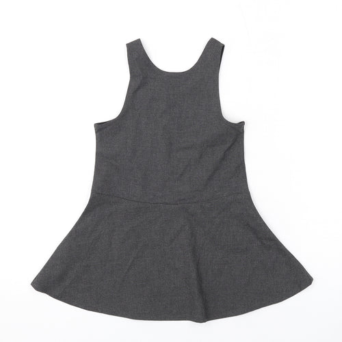 Marks and Spencer Girls Grey Polyester Skater Dress Size 2-3 Years Scoop Neck Zip