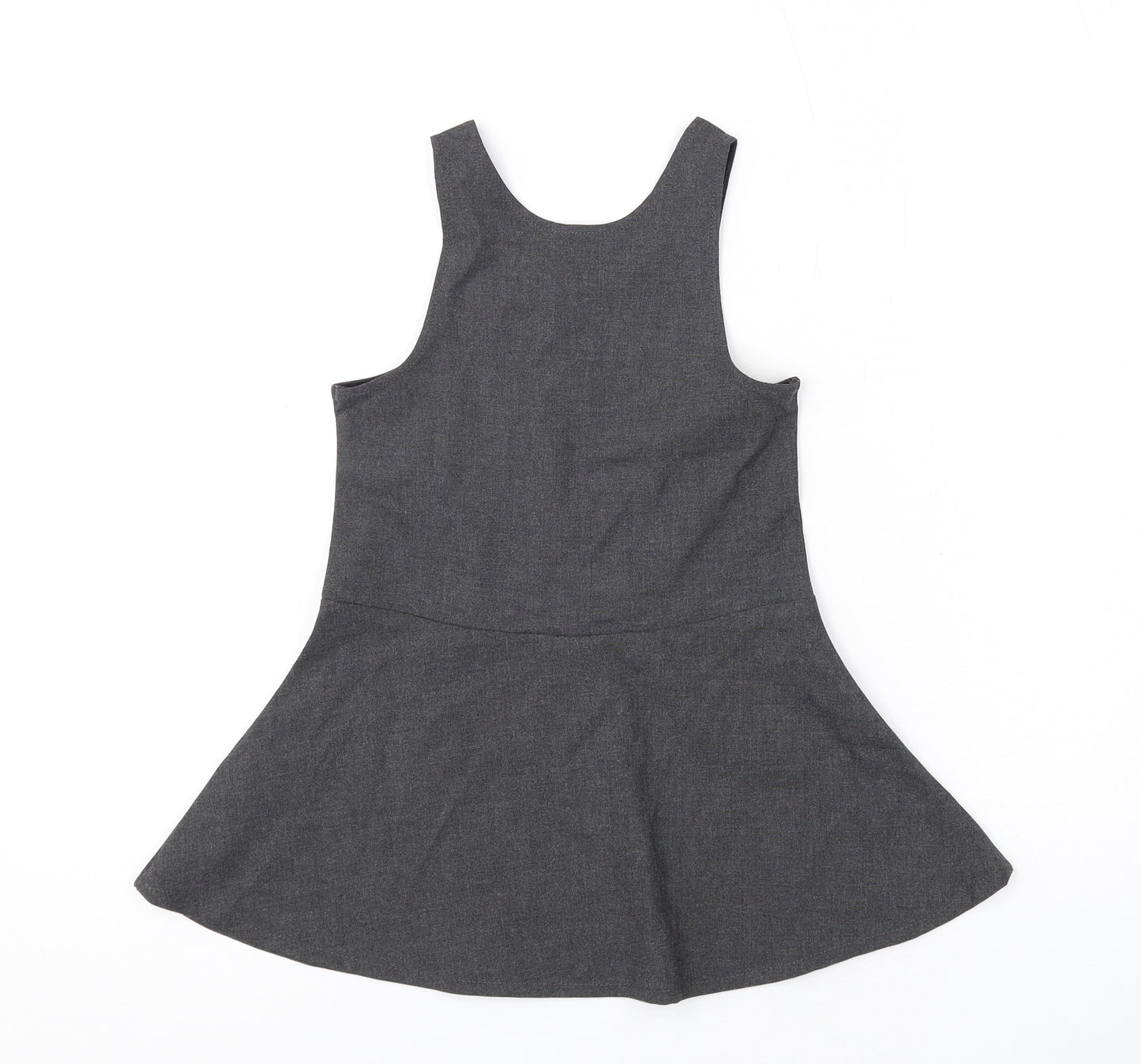 Marks and Spencer Girls Grey Polyester Skater Dress Size 2-3 Years Scoop Neck Zip