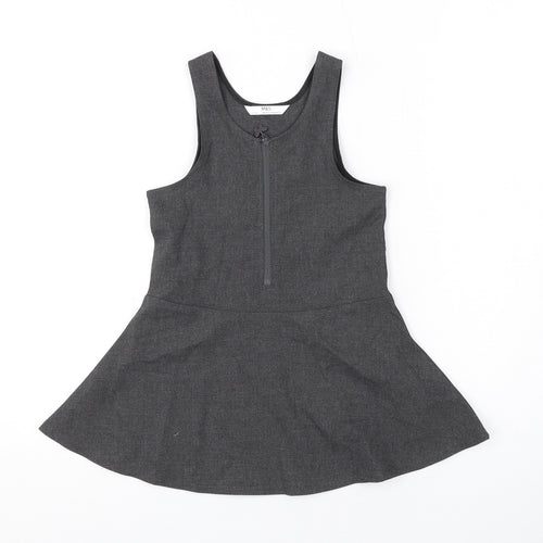 Marks and Spencer Girls Grey Polyester Skater Dress Size 2-3 Years Scoop Neck Zip