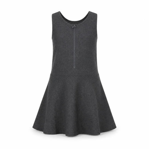 Marks and Spencer Girls Grey Polyester Skater Dress Size 2-3 Years Scoop Neck Zip