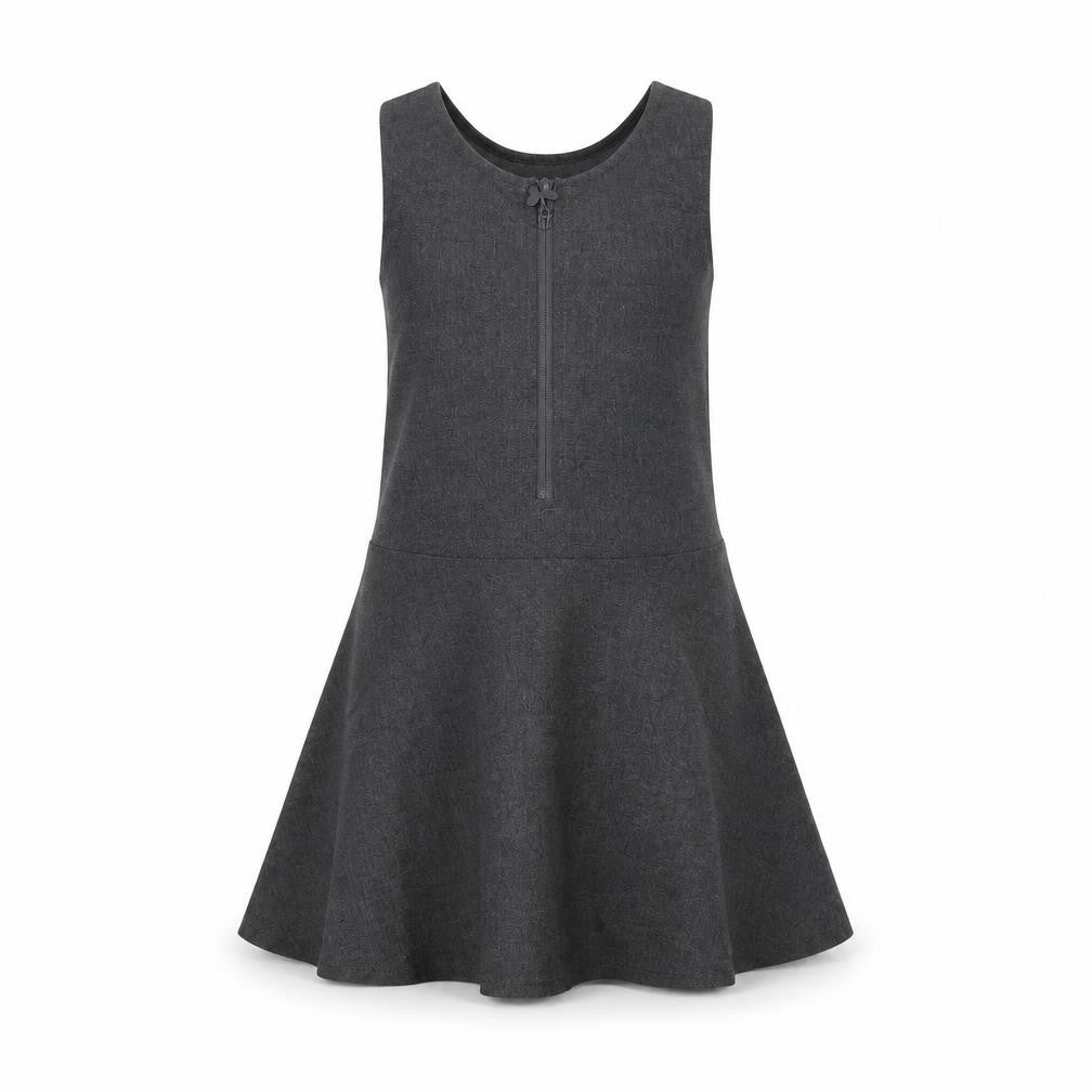 Marks and Spencer Girls Grey Polyester Skater Dress Size 2-3 Years Scoop Neck Zip