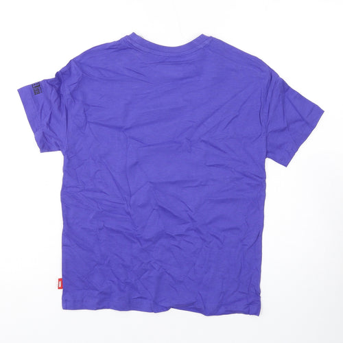 Marks and Spencer Boys Purple Cotton Basic T-Shirt Size 10-11 Years Round Neck Pullover - Marvel