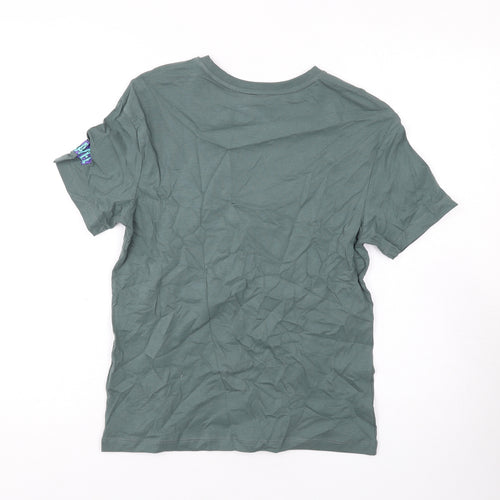 Marks and Spencer Boys Green Cotton Basic T-Shirt Size 10-11 Years Round Neck Pullover - Marvel, Avengers
