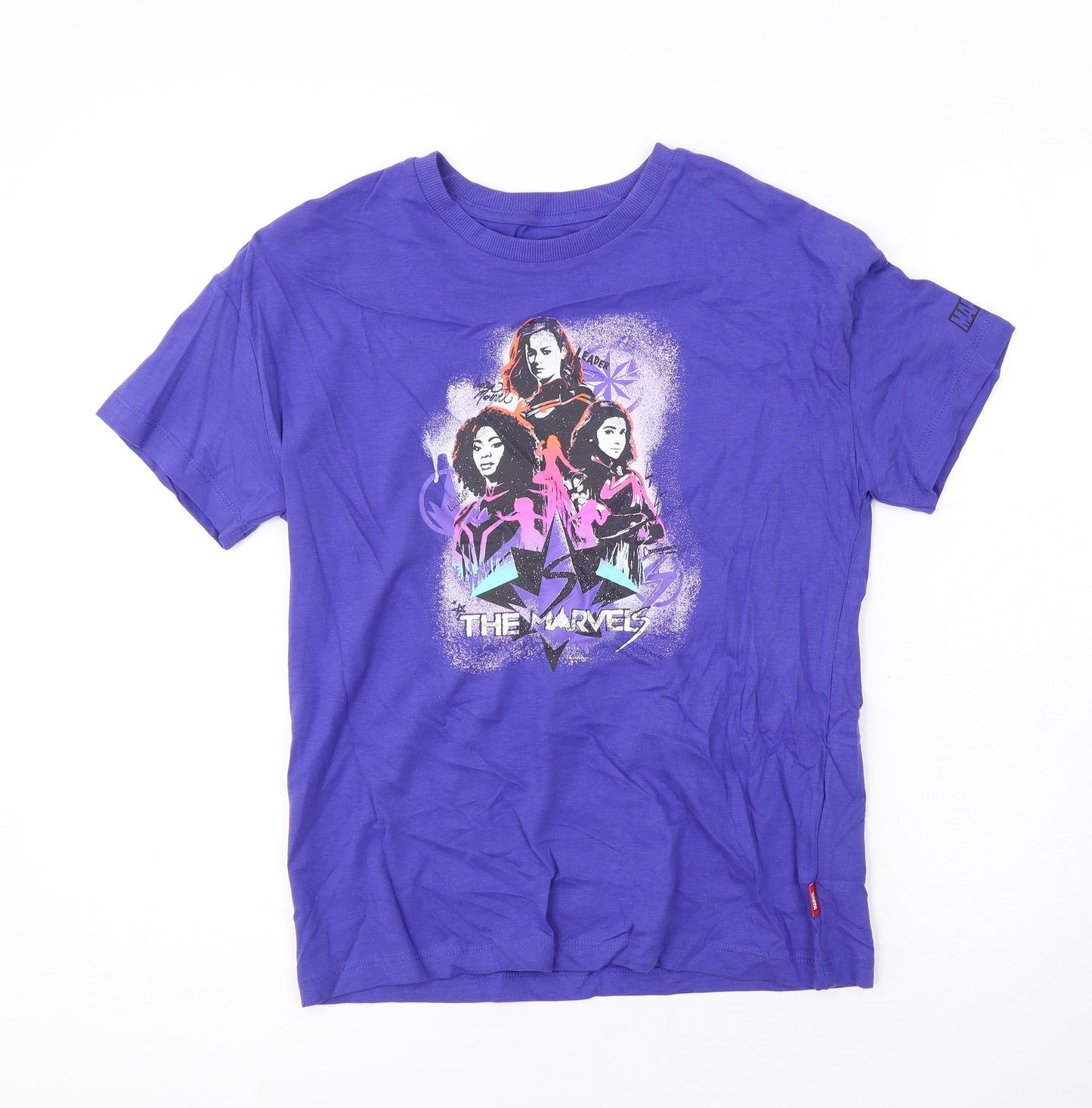 Marks and Spencer Boys Purple Cotton Basic T-Shirt Size 10-11 Years Round Neck Pullover - Marvel, Avengers