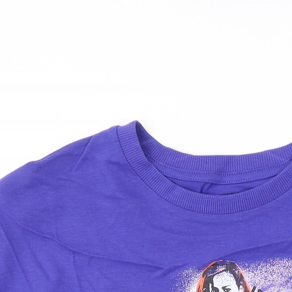 Marks and Spencer Boys Purple Cotton Basic T-Shirt Size 10-11 Years Round Neck Pullover - Marvel, Avengers