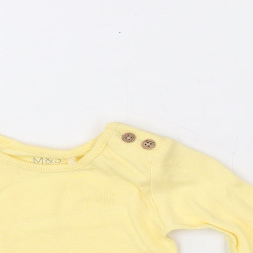 Marks and Spencer Baby Yellow Geometric Cotton Bodysuit Outfit/Set Size Newborn Snap - Star Print
