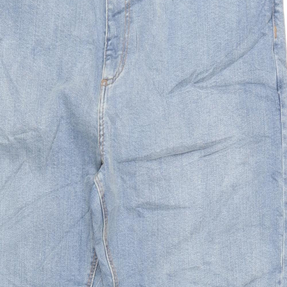 Marks and Spencer Mens Blue Cotton Straight Jeans Size 38 in L33 in Slim Zip