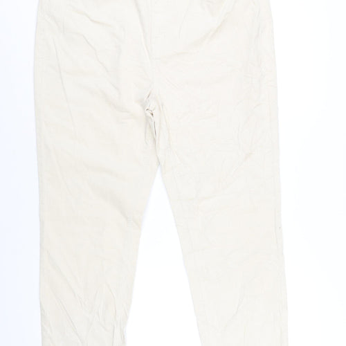 Marks and Spencer Womens Ivory Cotton Trousers Size 20 L31 in Regular Zip