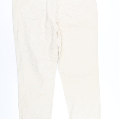 Marks and Spencer Womens Ivory Cotton Trousers Size 20 L31 in Regular Zip