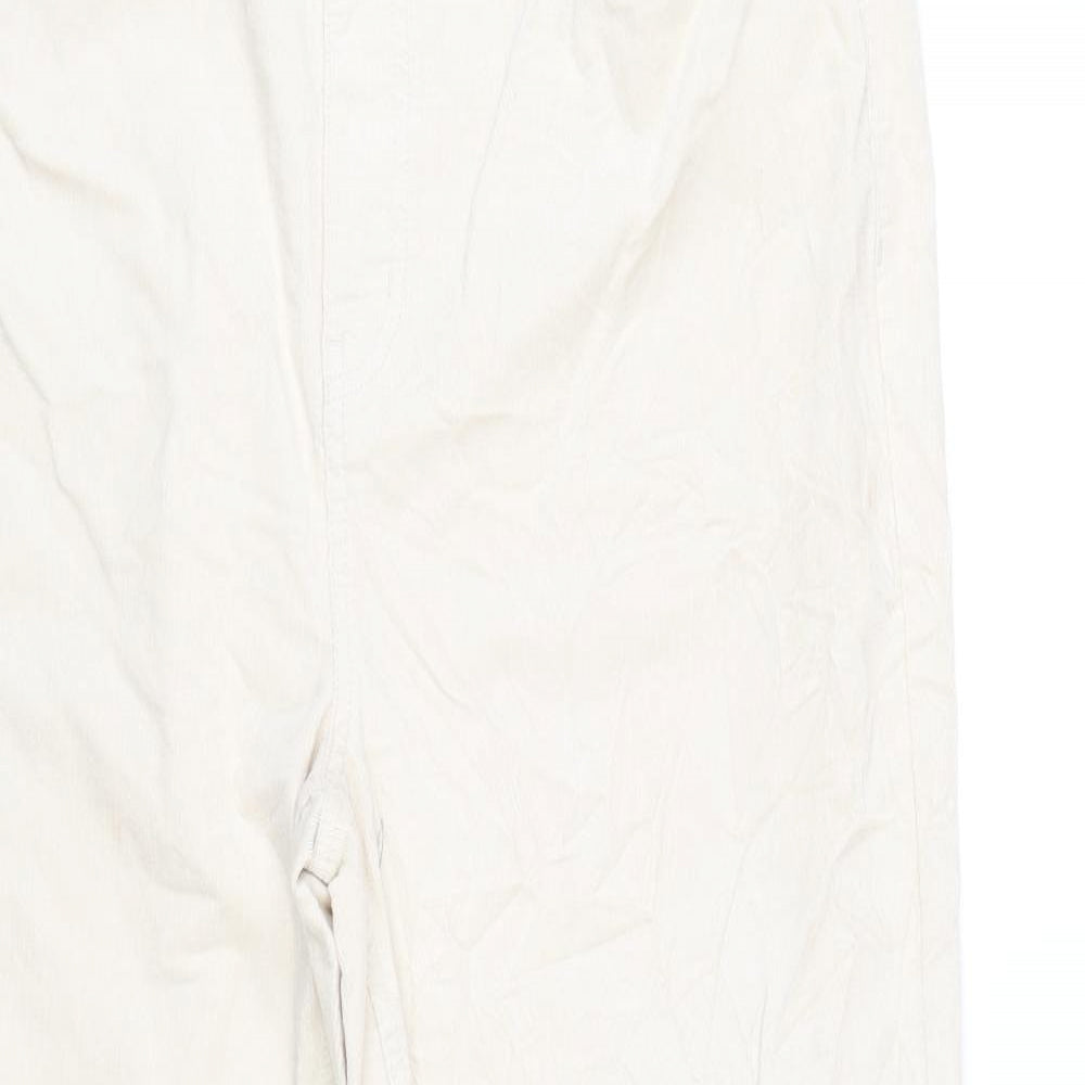 Marks and Spencer Womens Ivory Cotton Trousers Size 20 L31 in Regular Zip