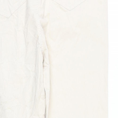 Marks and Spencer Womens Ivory Cotton Trousers Size 20 L31 in Regular Zip