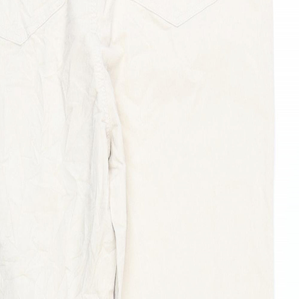 Marks and Spencer Womens Ivory Cotton Trousers Size 20 L31 in Regular Zip