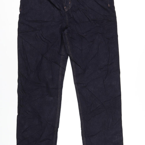 Marks and Spencer Womens Blue Cotton Straight Jeans Size 14 L31 in Regular Zip