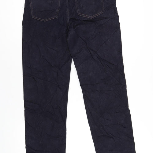 Marks and Spencer Womens Blue Cotton Straight Jeans Size 14 L31 in Regular Zip