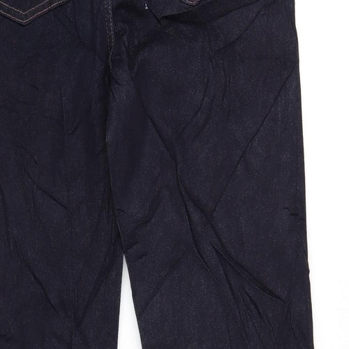 Marks and Spencer Womens Blue Cotton Straight Jeans Size 14 L31 in Regular Zip