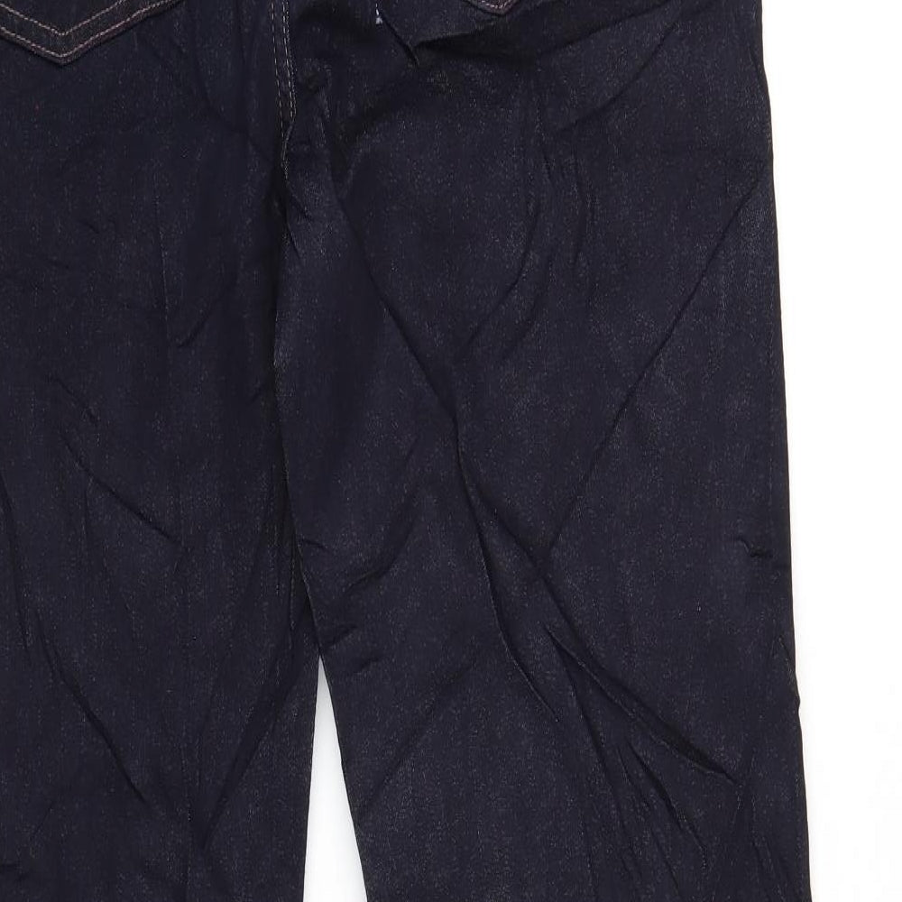 Marks and Spencer Womens Blue Cotton Straight Jeans Size 14 L31 in Regular Zip
