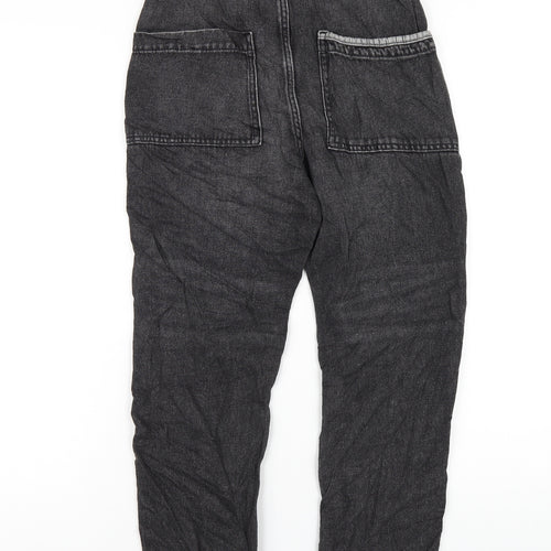 Marks and Spencer Girls Black Cotton Straight Jeans Size 10-11 Years L25 in Regular Zip