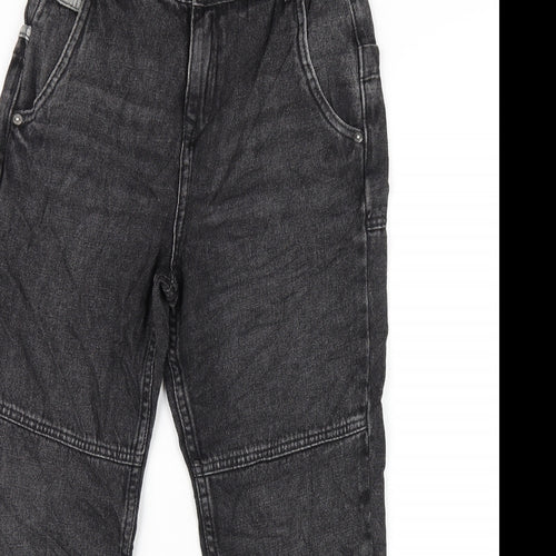 Marks and Spencer Girls Black Cotton Straight Jeans Size 10-11 Years L25 in Regular Zip