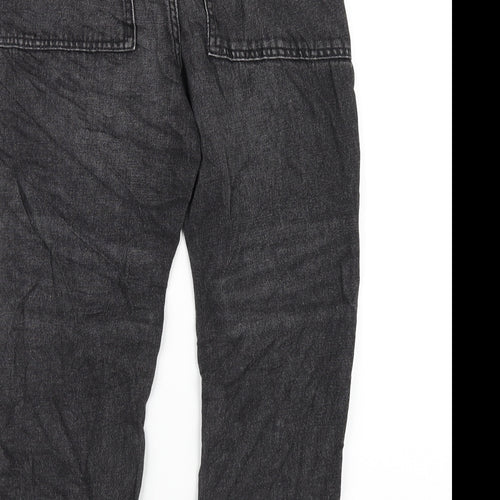 Marks and Spencer Girls Black Cotton Straight Jeans Size 10-11 Years L25 in Regular Zip