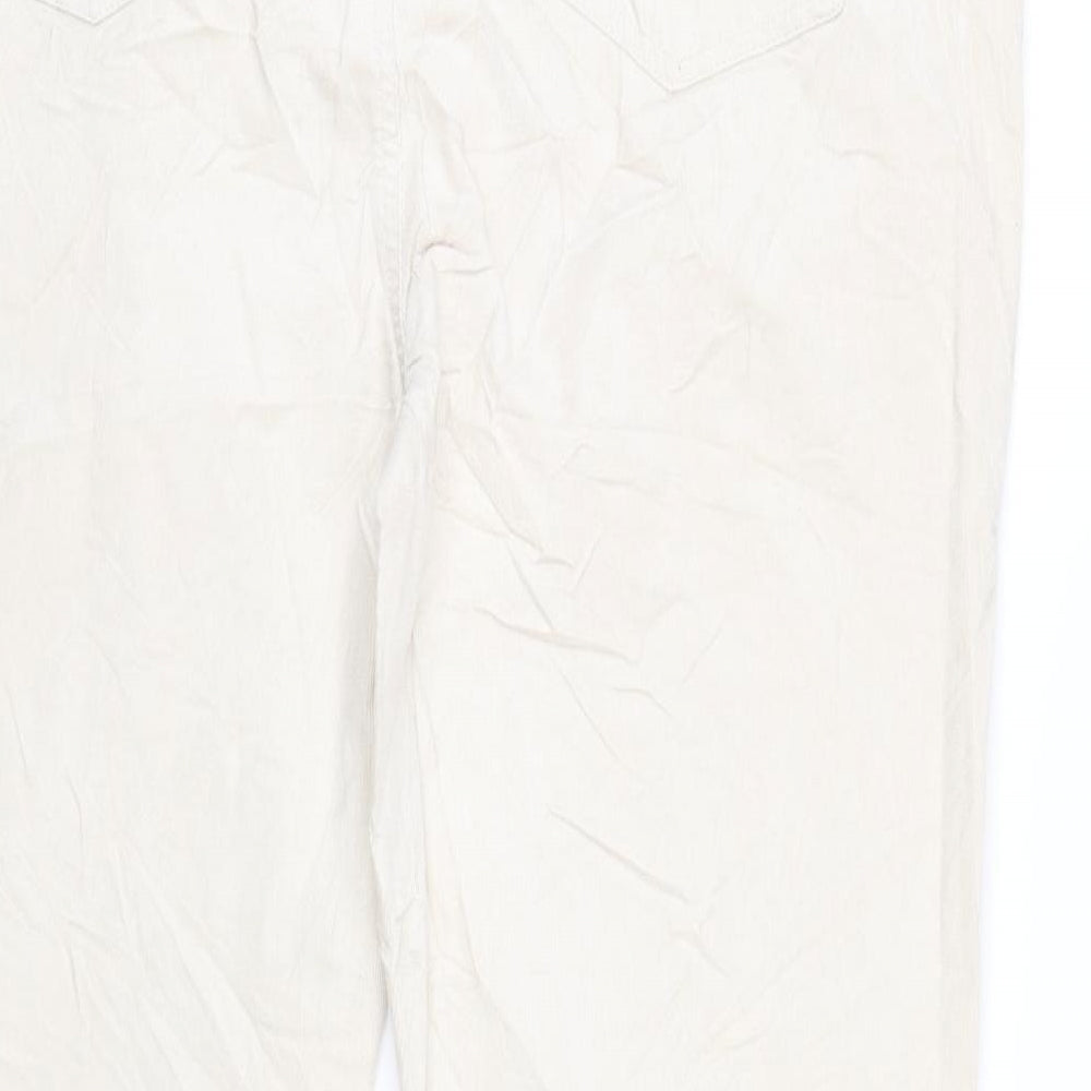 Marks and Spencer Womens Ivory Cotton Trousers Size 20 L32 in Regular Zip