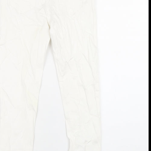 Marks and Spencer Girls White Cotton Skinny Jeans Size 9-10 Years L25 in Regular Zip