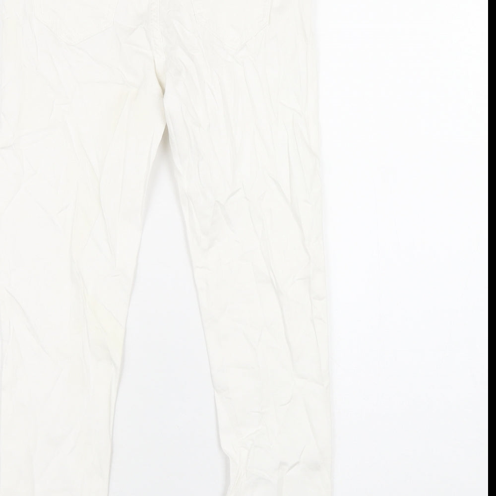 Marks and Spencer Girls White Cotton Skinny Jeans Size 9-10 Years L25 in Regular Zip