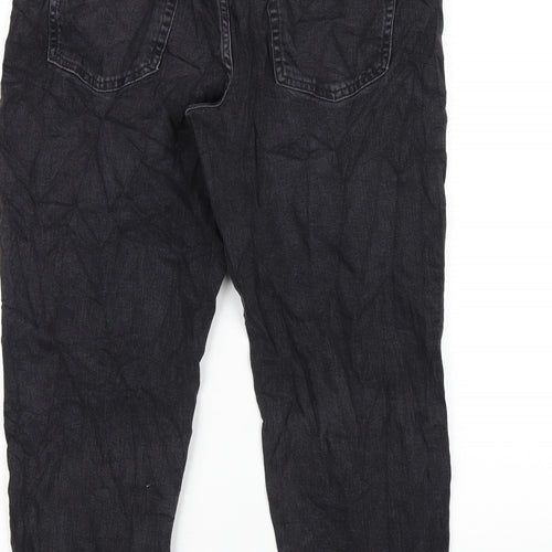 Marks and Spencer Womens Black Cotton Mom Jeans Size 12 L26 in Regular Zip