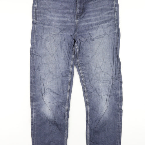 Marks and Spencer Womens Blue Cotton Straight Jeans Size 12 L27 in Regular Zip