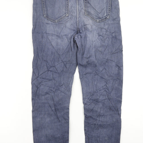 Marks and Spencer Womens Blue Cotton Straight Jeans Size 12 L27 in Regular Zip