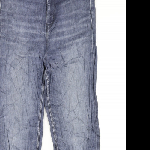 Marks and Spencer Womens Blue Cotton Straight Jeans Size 12 L27 in Regular Zip