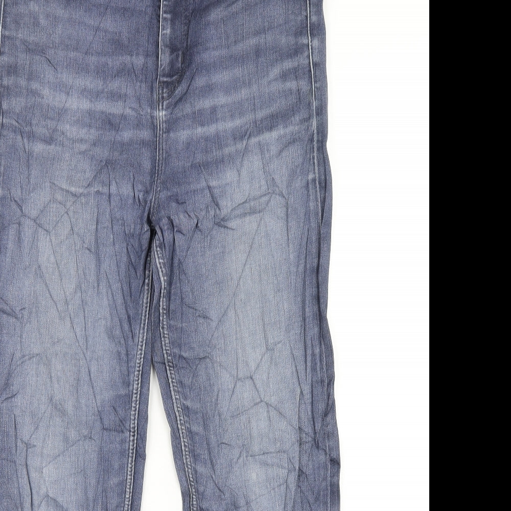 Marks and Spencer Womens Blue Cotton Straight Jeans Size 12 L27 in Regular Zip